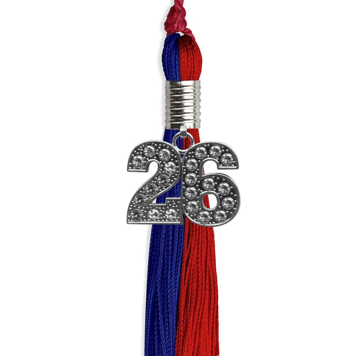 Royal Blue/Red Graduation Tassel with Silver Bling Charm - Endea Graduation