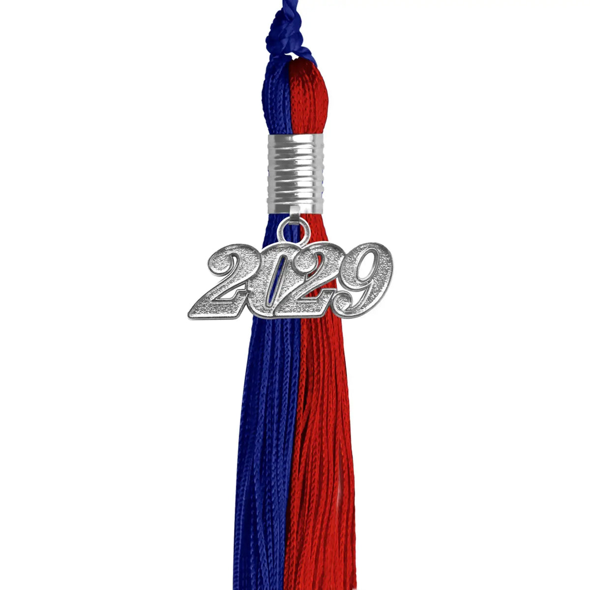 Royal Blue/Red Graduation Tassel with Silver Date Drop - Endea Graduation