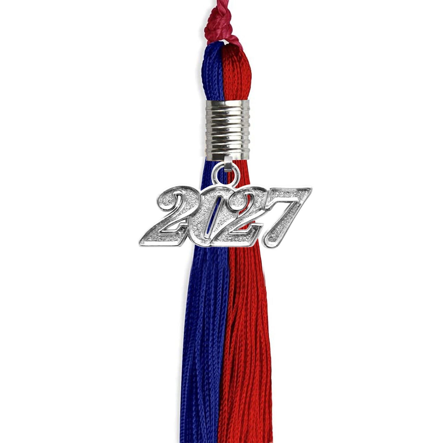 Royal Blue/Red Graduation Tassel with Silver Date Drop - Endea Graduation