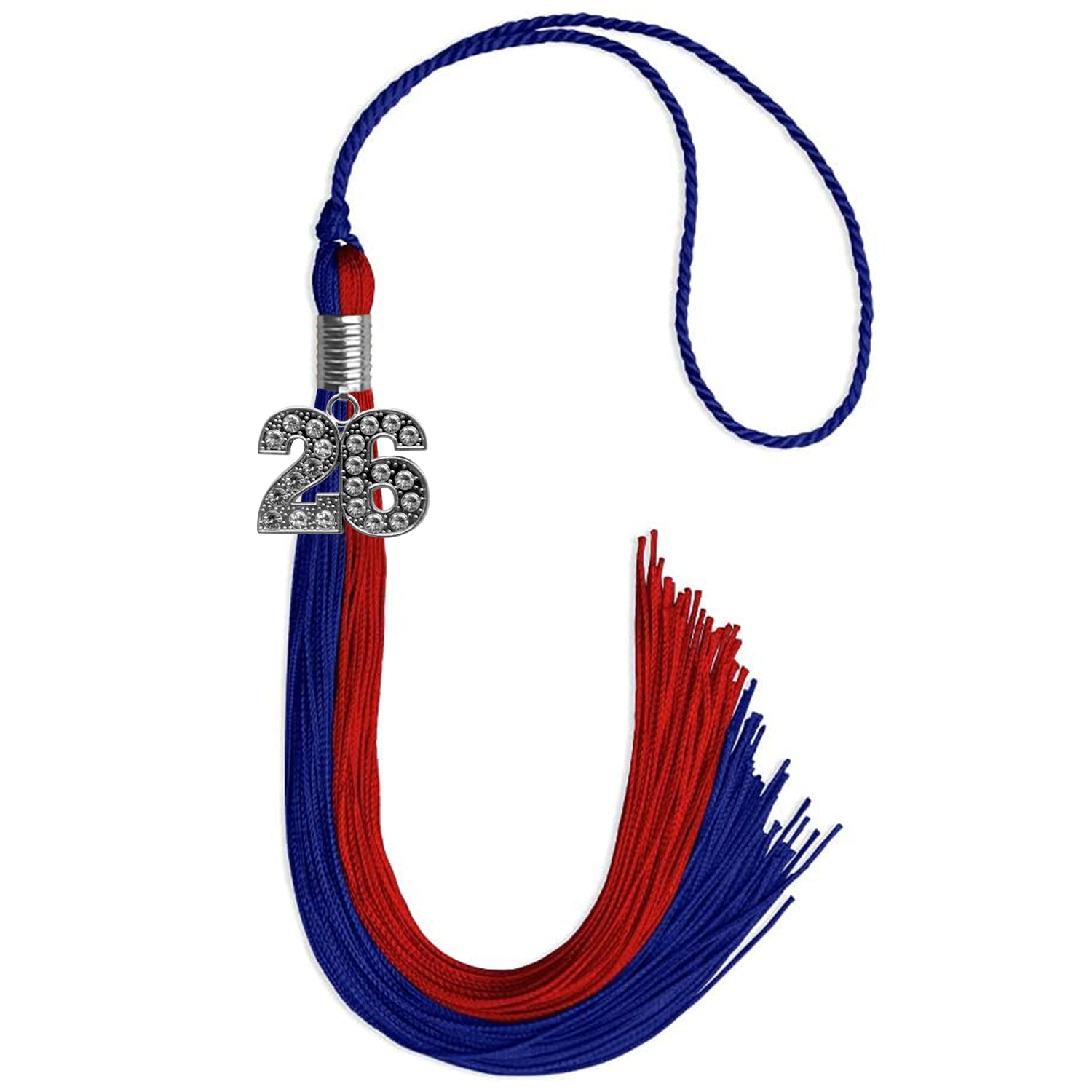 Royal Blue/Red Graduation Tassel with Silver Date Drop - Endea Graduation