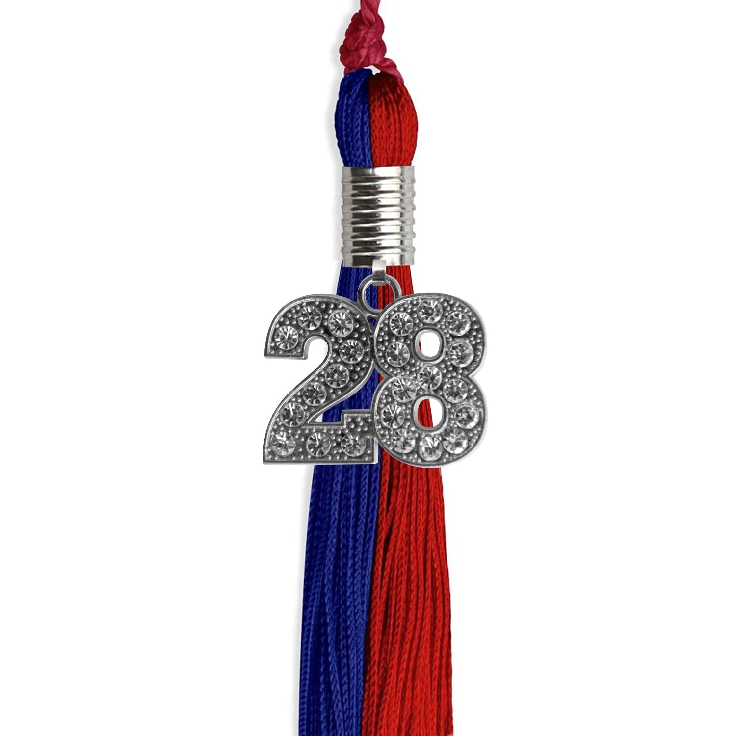 Royal Blue/Red Graduation Tassel with Silver Date Drop - Endea Graduation