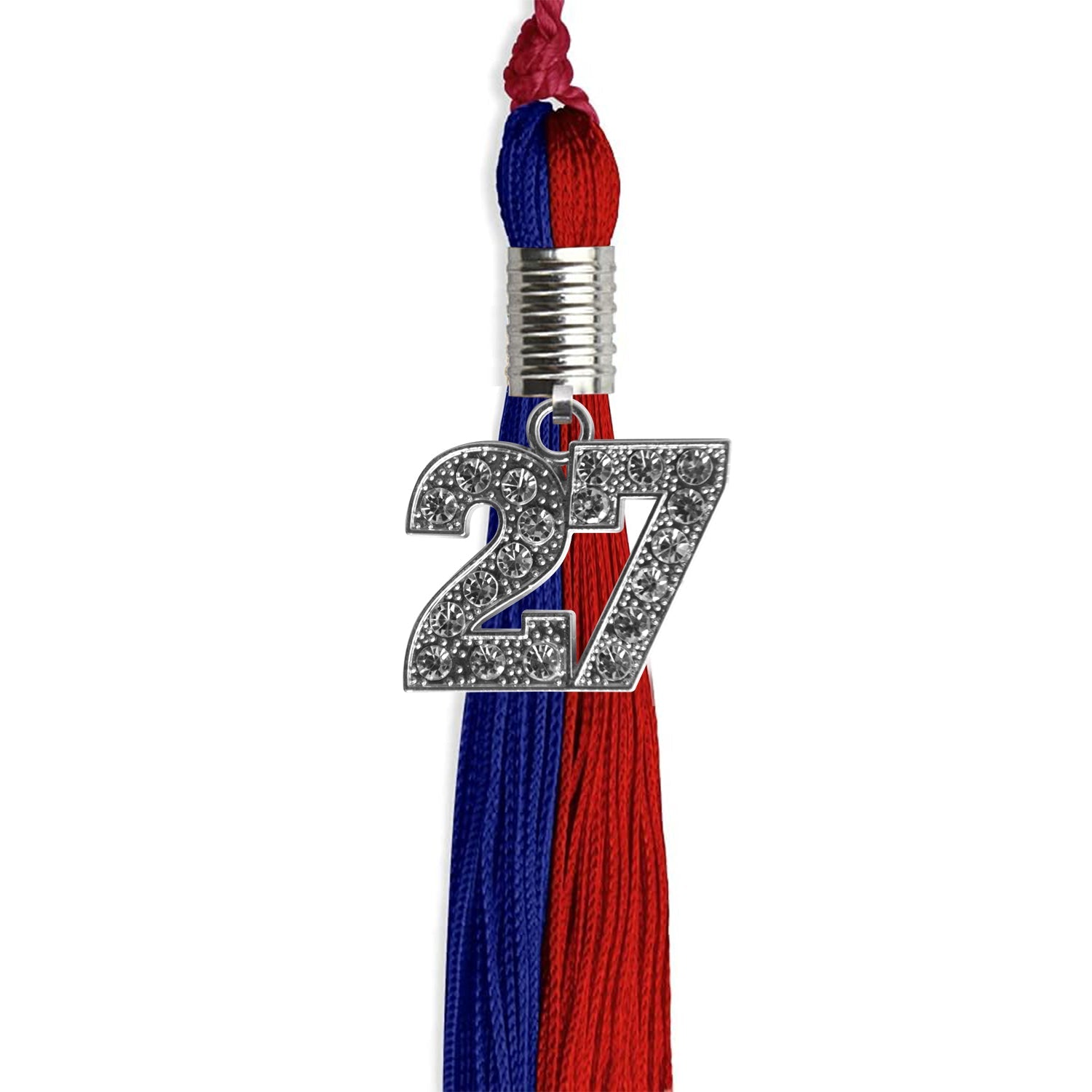 Royal Blue/Red Graduation Tassel with Silver Date Drop - Endea Graduation