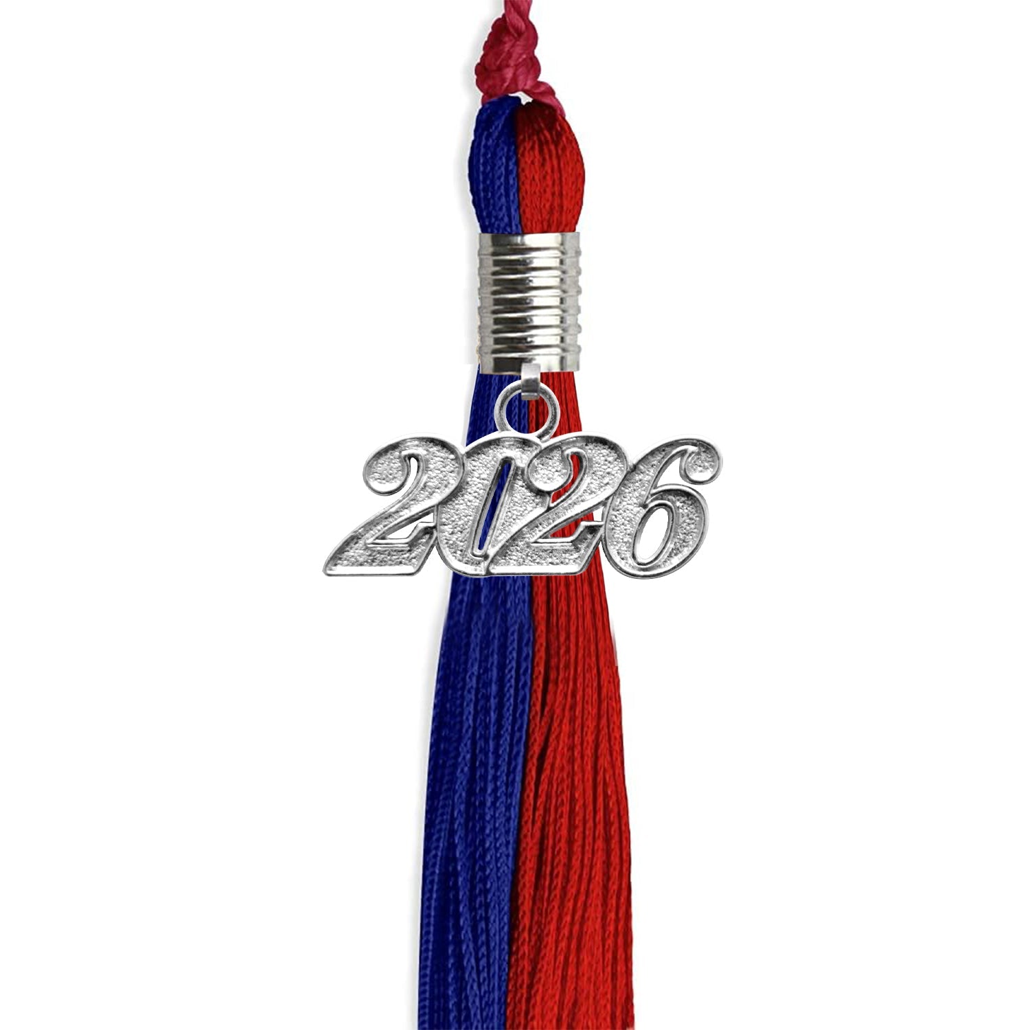 Royal Blue/Red Graduation Tassel with Silver Date Drop - Endea Graduation