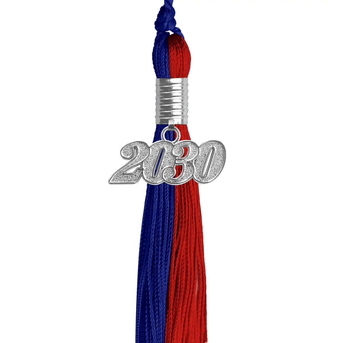 Royal Blue/Red Graduation Tassel with Silver Date Drop - Endea Graduation