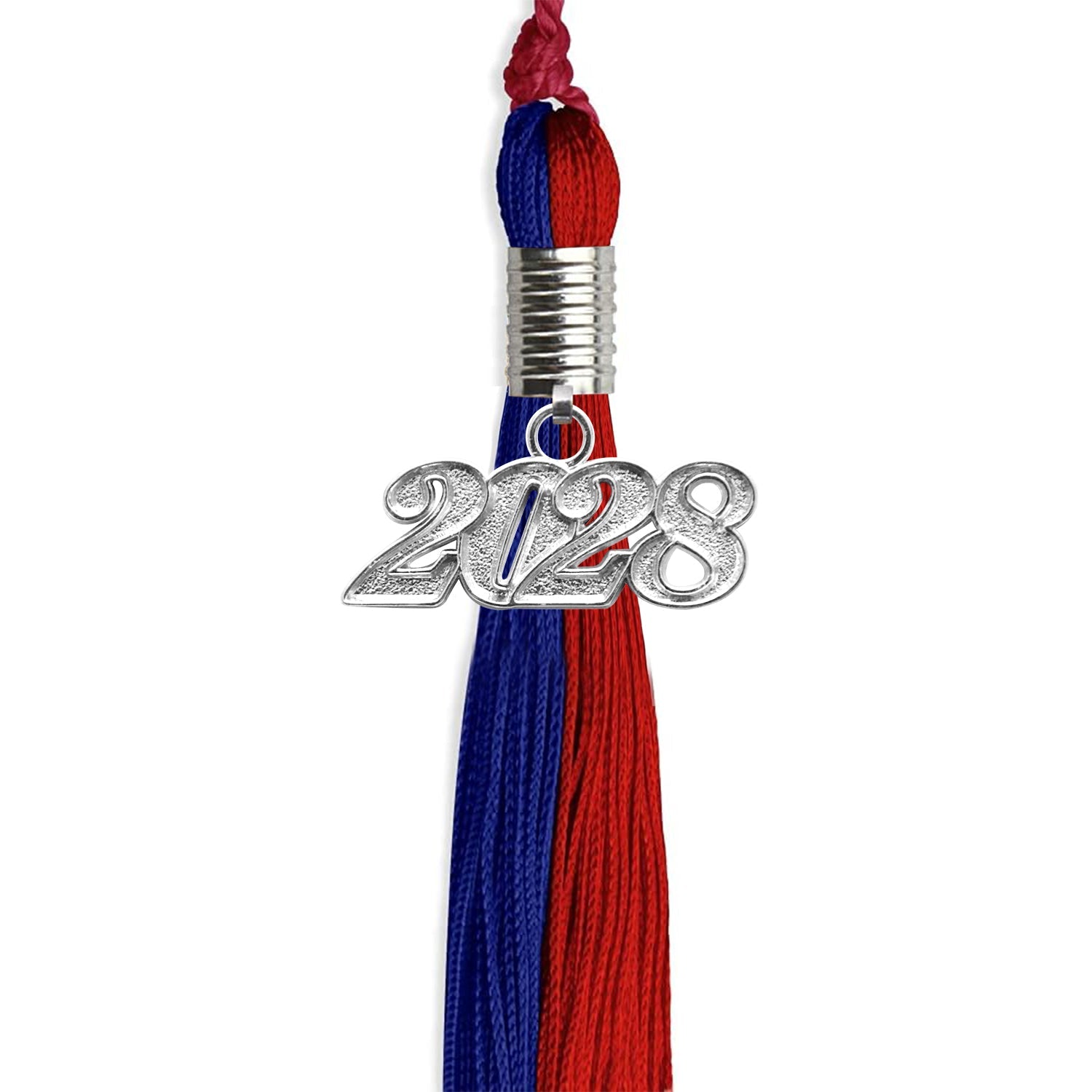 Royal Blue/Red Graduation Tassel with Silver Date Drop - Endea Graduation