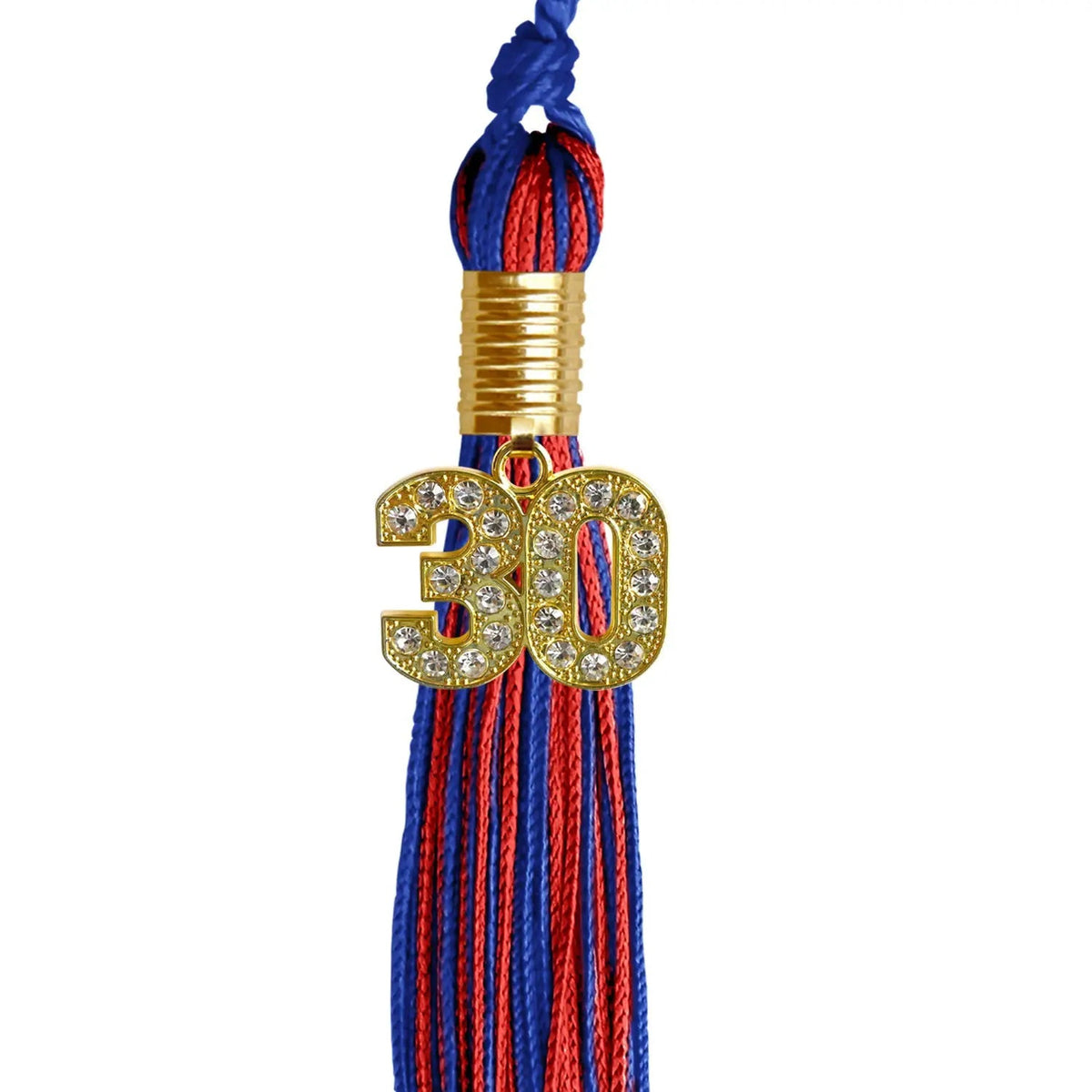 Royal Blue/Red Mixed Color Graduation Tassel with Gold Bling Charm - Endea Graduation