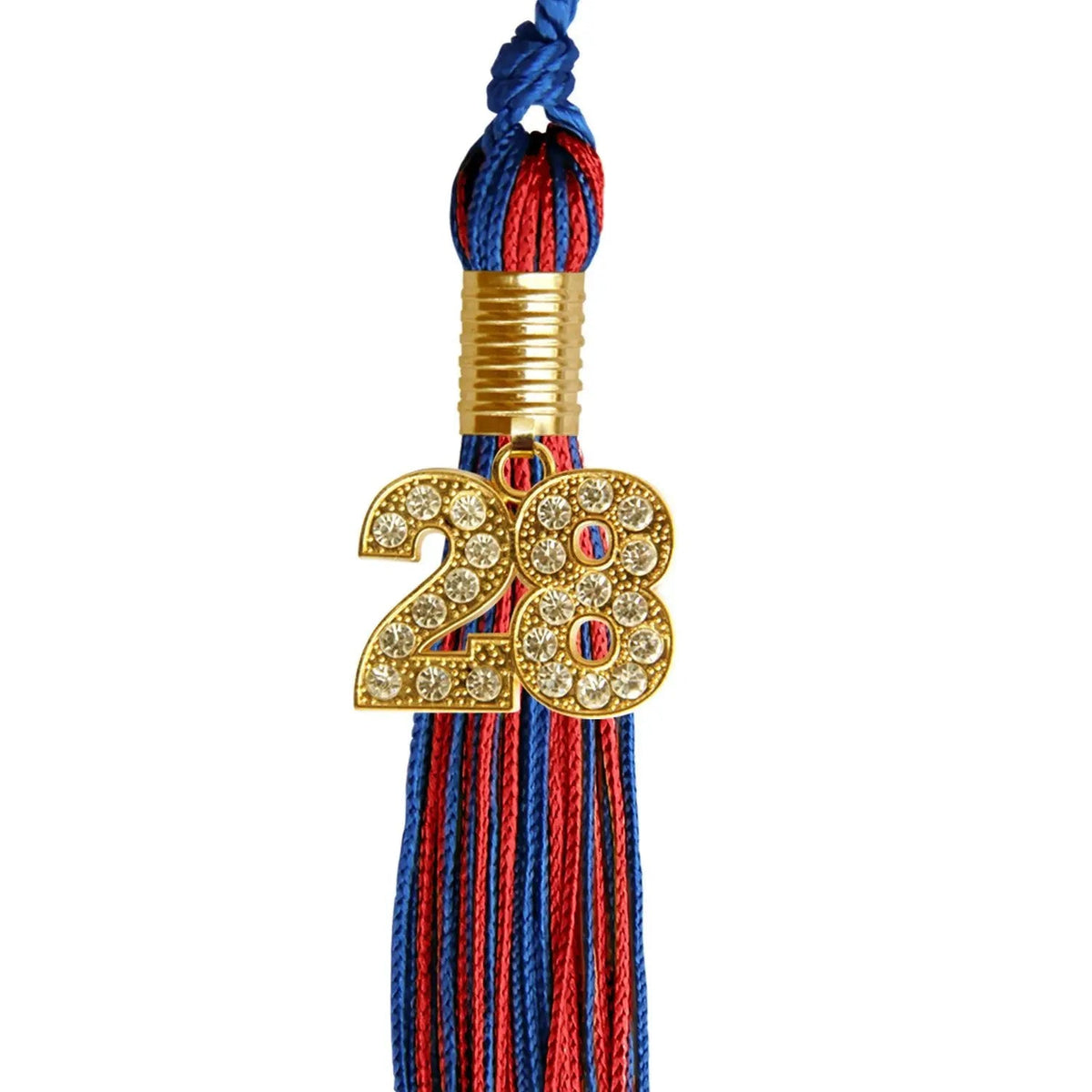 Royal Blue/Red Mixed Color Graduation Tassel with Gold Bling Charm - Endea Graduation