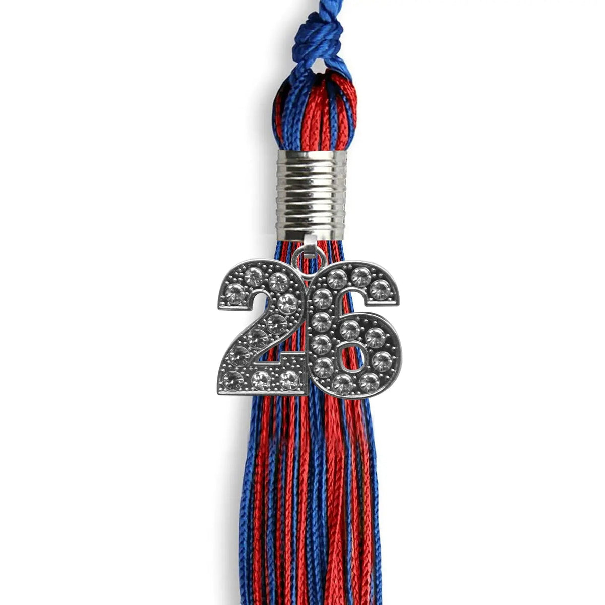 Royal Blue/Red Mixed Color Graduation Tassel with Silver Bling Charm - Endea Graduation