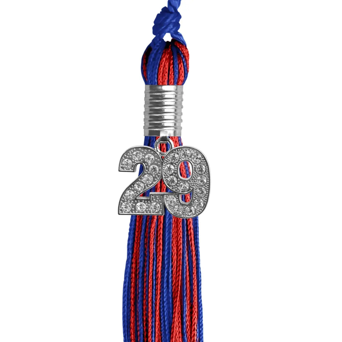 Royal Blue/Red Mixed Color Graduation Tassel with Silver Bling Charm - Endea Graduation