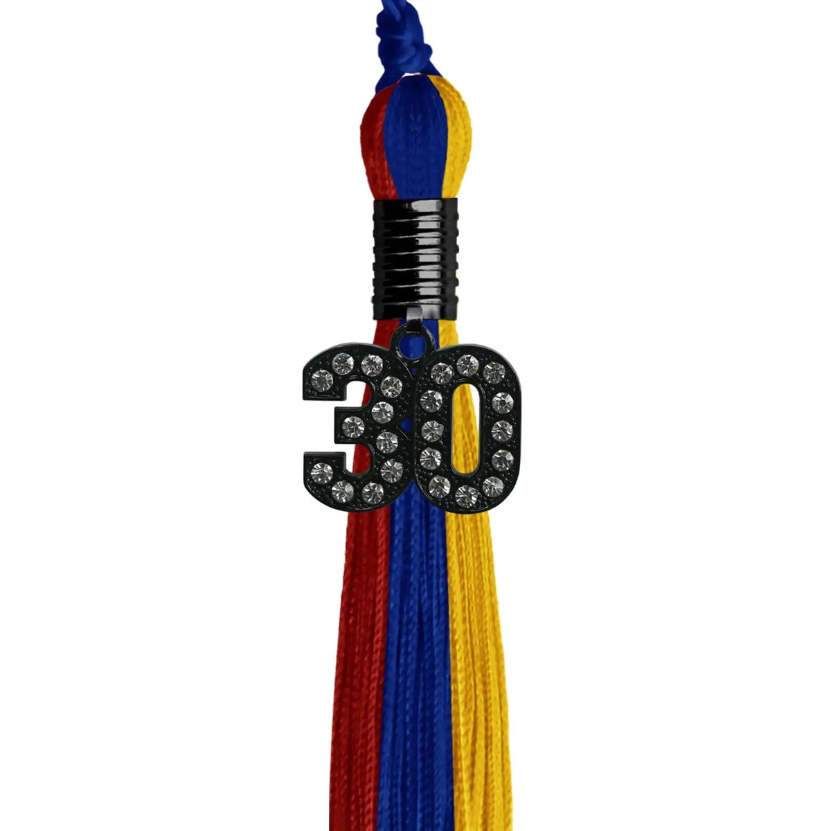 Royal Blue/Red/Gold Graduation Tassel with Black Bling Charm - Endea Graduation