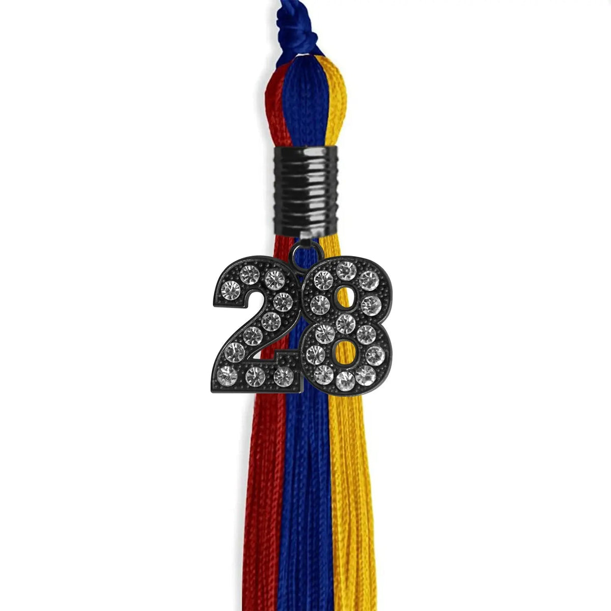 Royal Blue/Red/Gold Graduation Tassel with Black Bling Charm - Endea Graduation