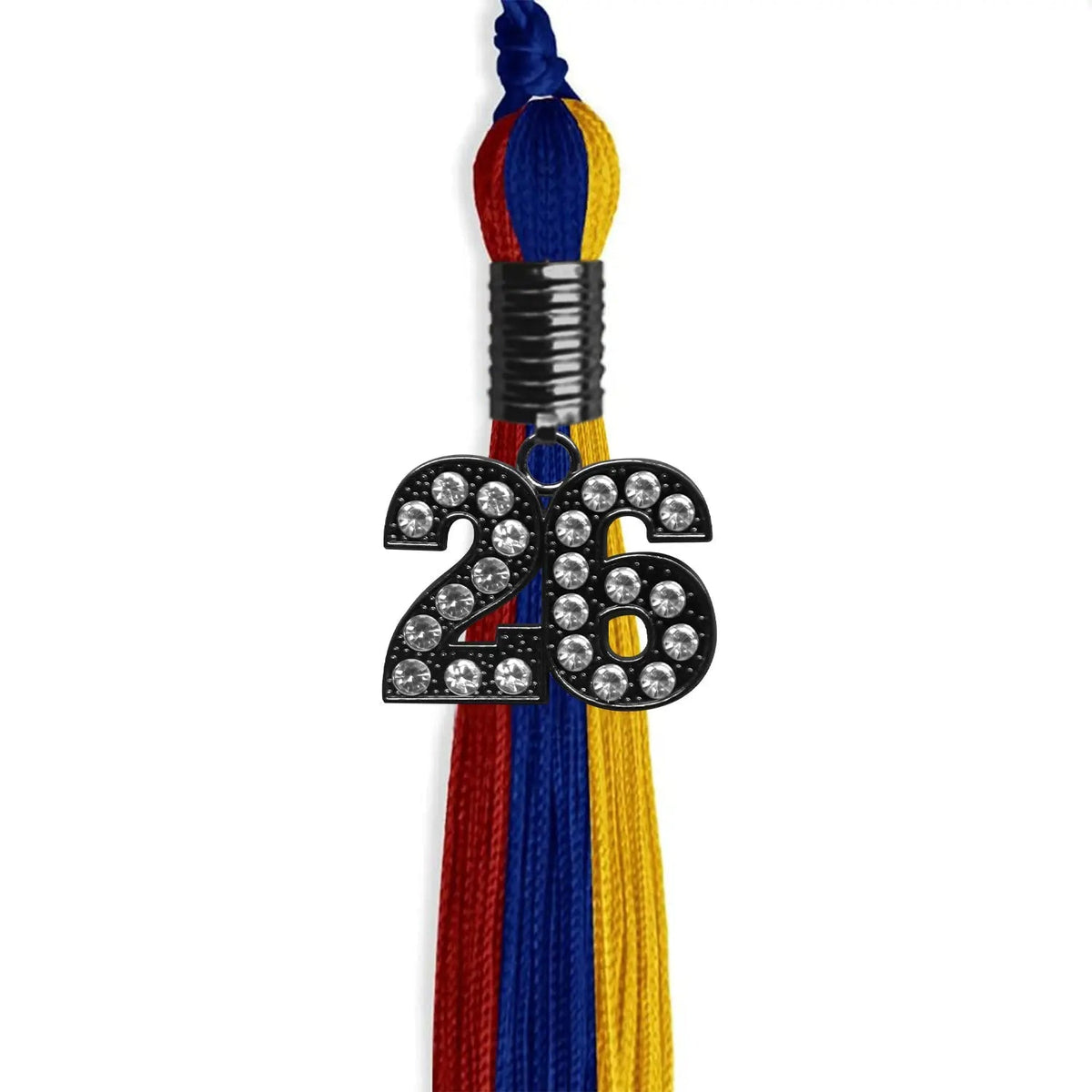 Royal Blue/Red/Gold Graduation Tassel with Black Bling Charm - Endea Graduation