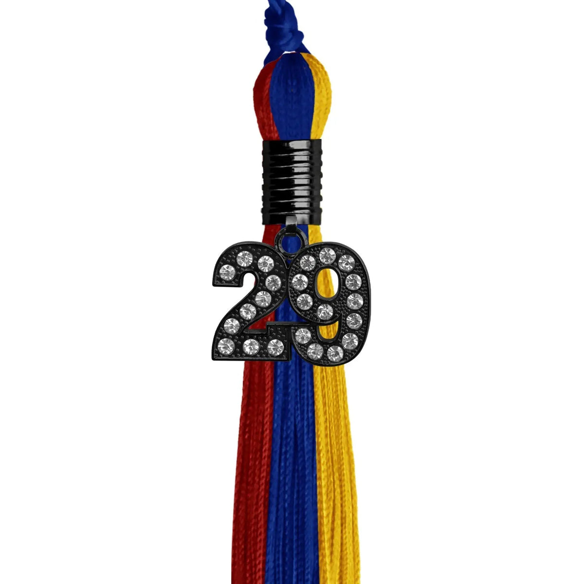 Royal Blue/Red/Gold Graduation Tassel with Black Bling Charm - Endea Graduation