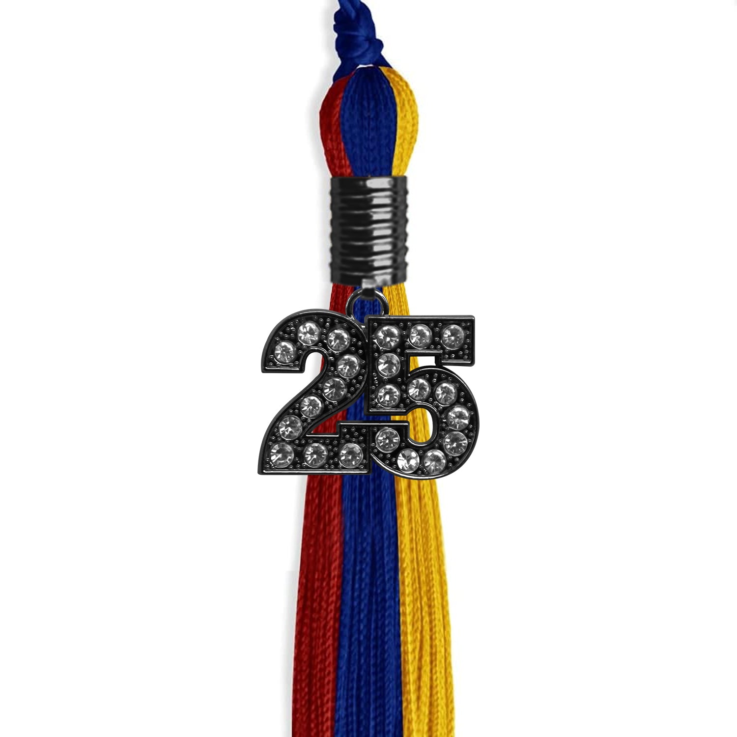 Royal Blue/Red/Gold Graduation Tassel with Black Date Drop - Endea Graduation