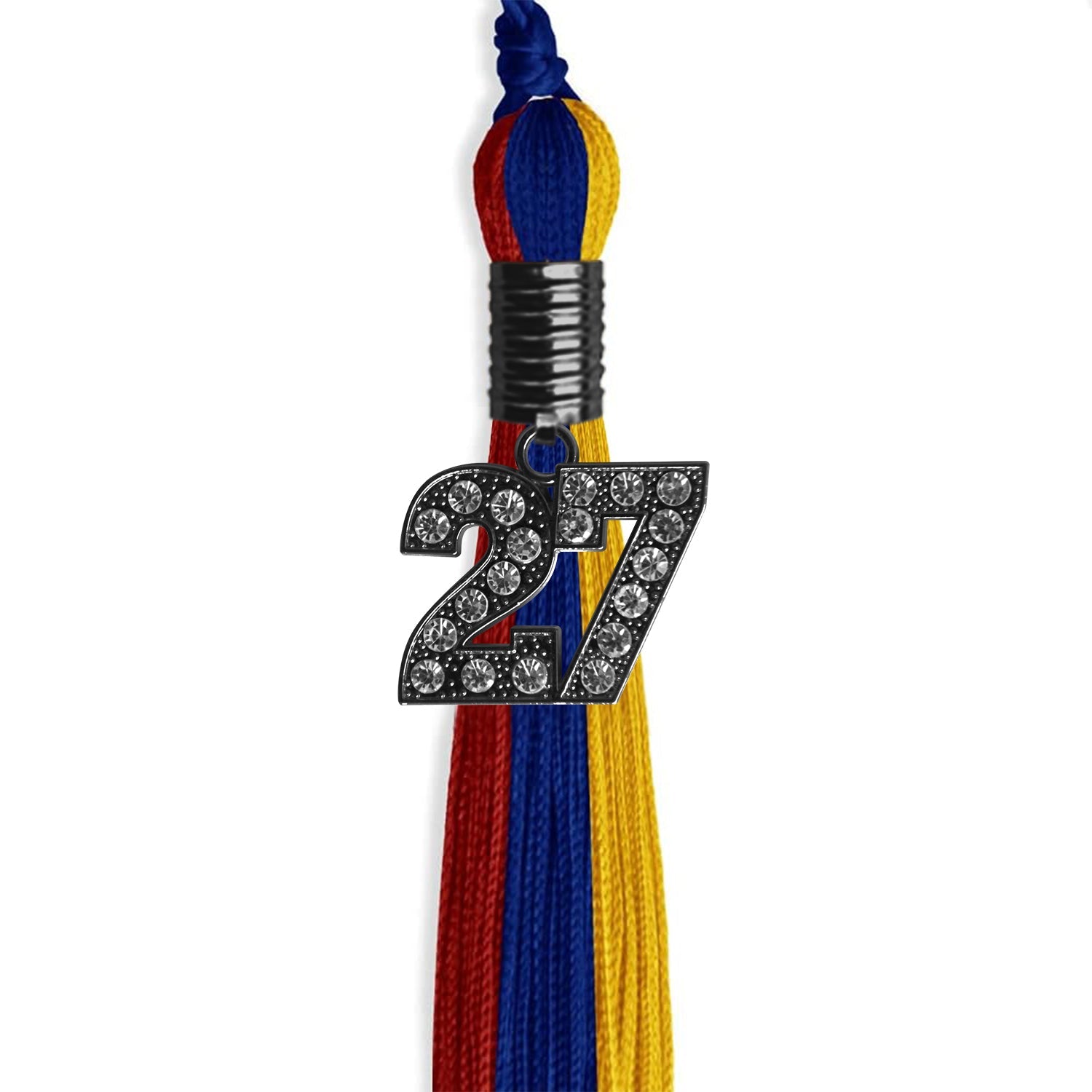 Royal Blue/Red/Gold Graduation Tassel with Black Date Drop - Endea Graduation