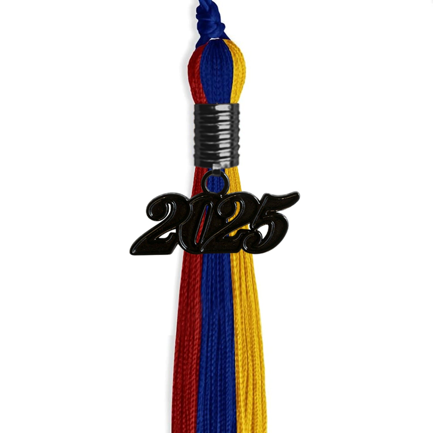 Royal Blue/Red/Gold Graduation Tassel with Black Date Drop - Endea Graduation