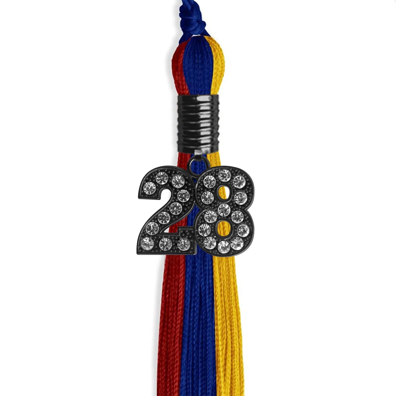 Royal Blue/Red/Gold Graduation Tassel with Black Date Drop - Endea Graduation