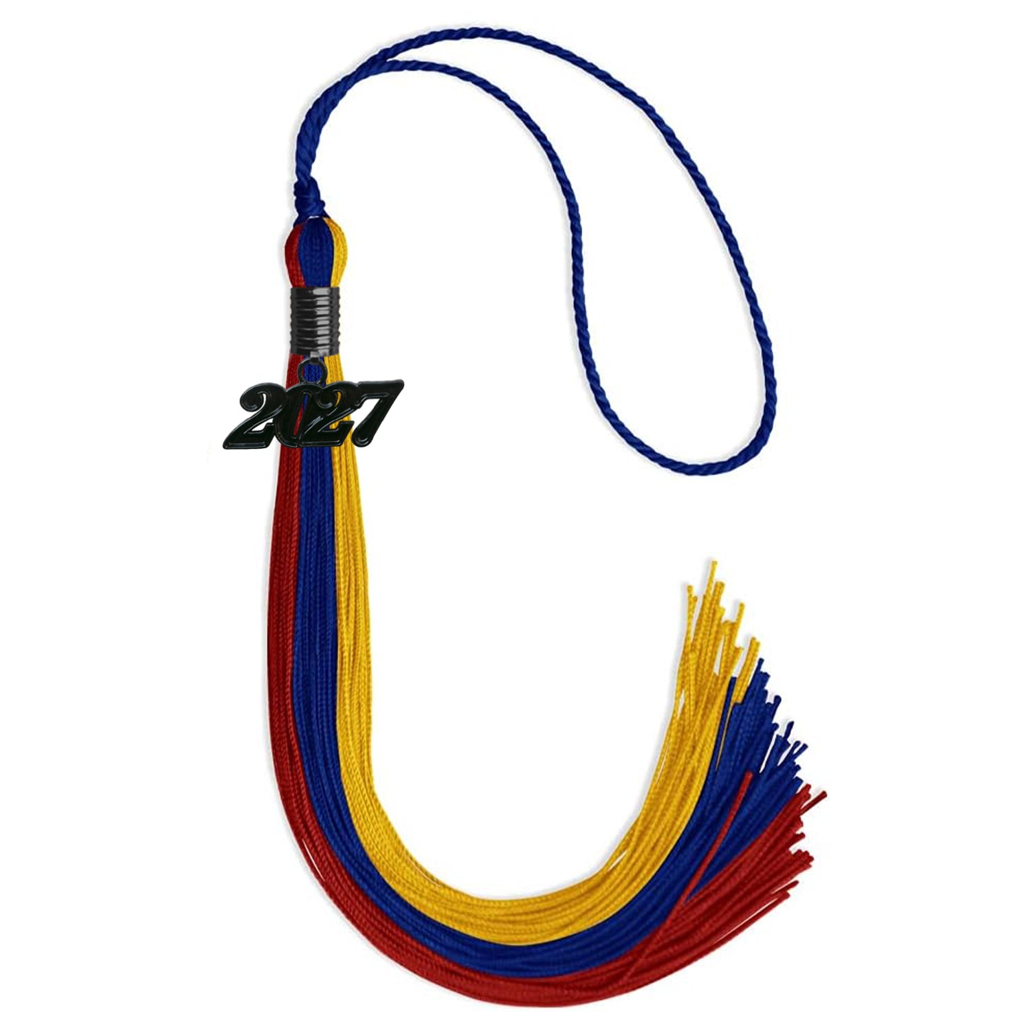 Royal Blue/Red/Gold Graduation Tassel with Black Date Drop - Endea Graduation