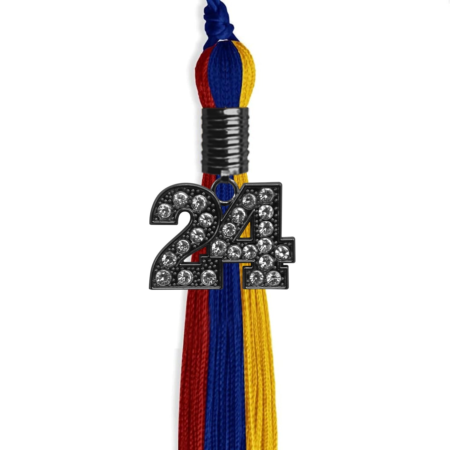 Royal Blue/Red/Gold Graduation Tassel with Black Date Drop - Endea Graduation