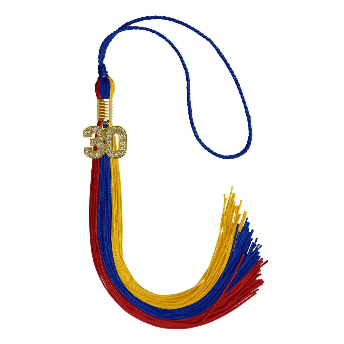 Royal Blue/Red/Gold Graduation Tassel with Gold Bling Charm - Endea Graduation