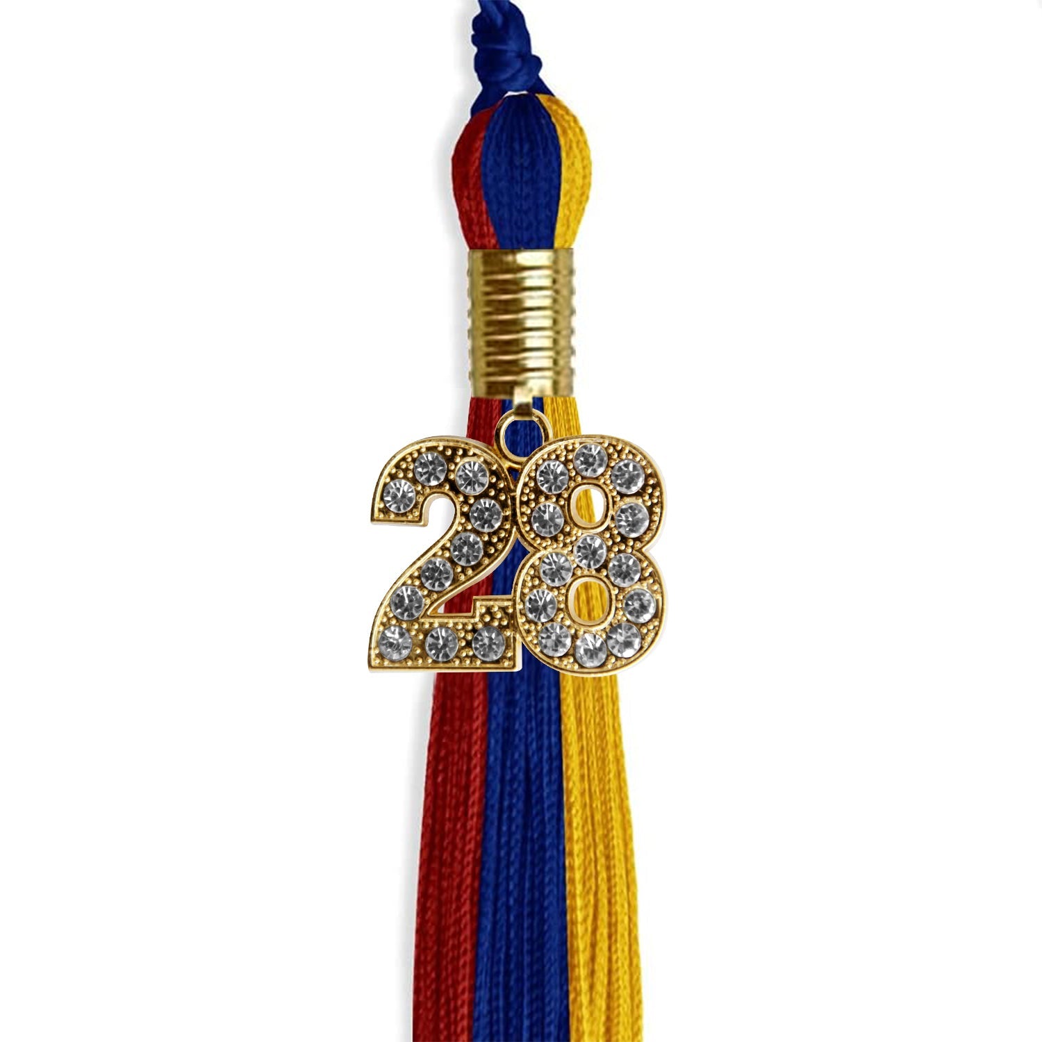 Royal Blue/Red/Gold Graduation Tassel with Gold Date Drop - Endea Graduation