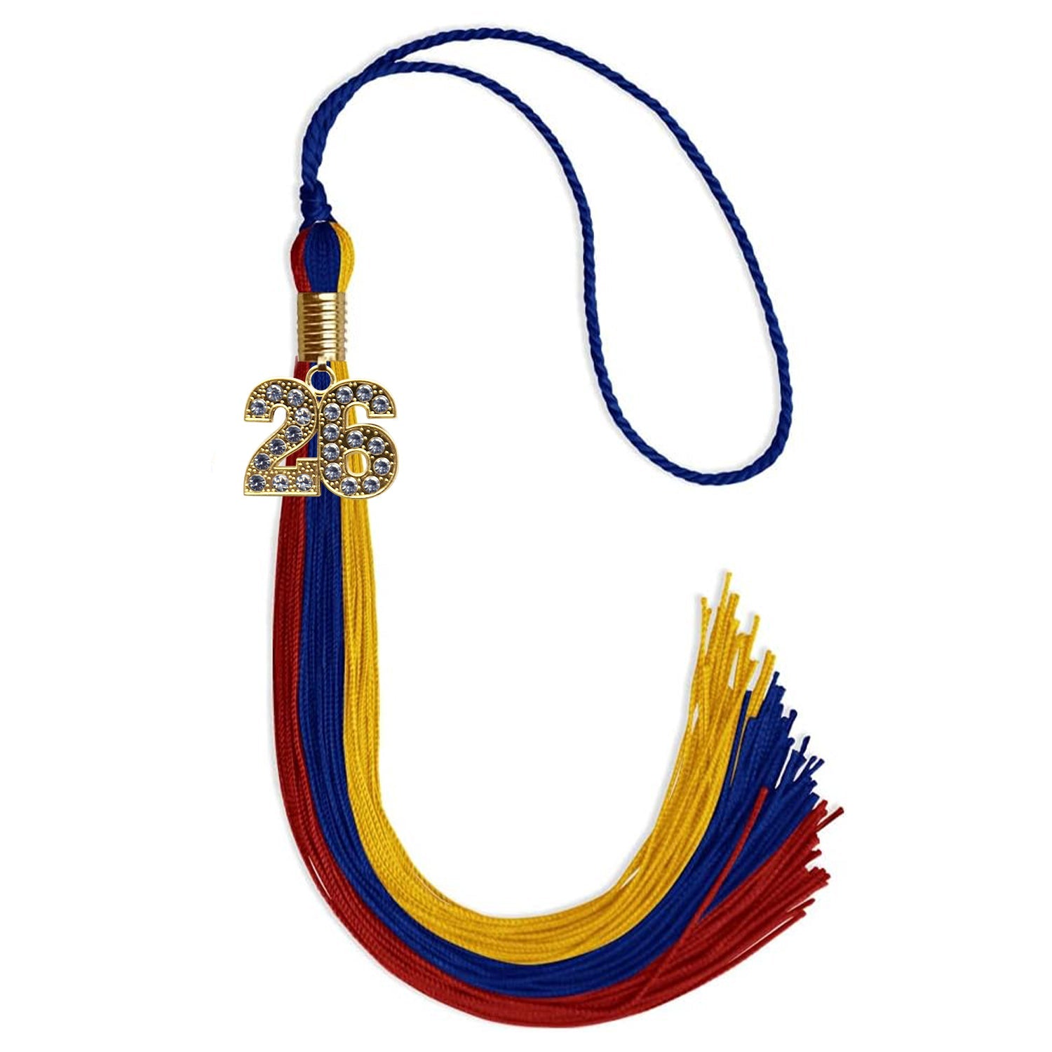 Royal Blue/Red/Gold Graduation Tassel with Gold Date Drop - Endea Graduation