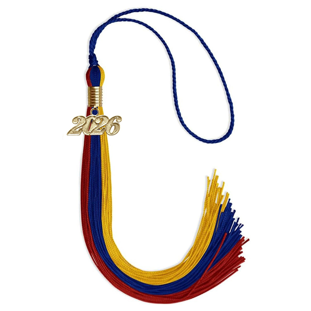 Royal Blue/Red/Gold Graduation Tassel with Gold Date Drop - Endea Graduation