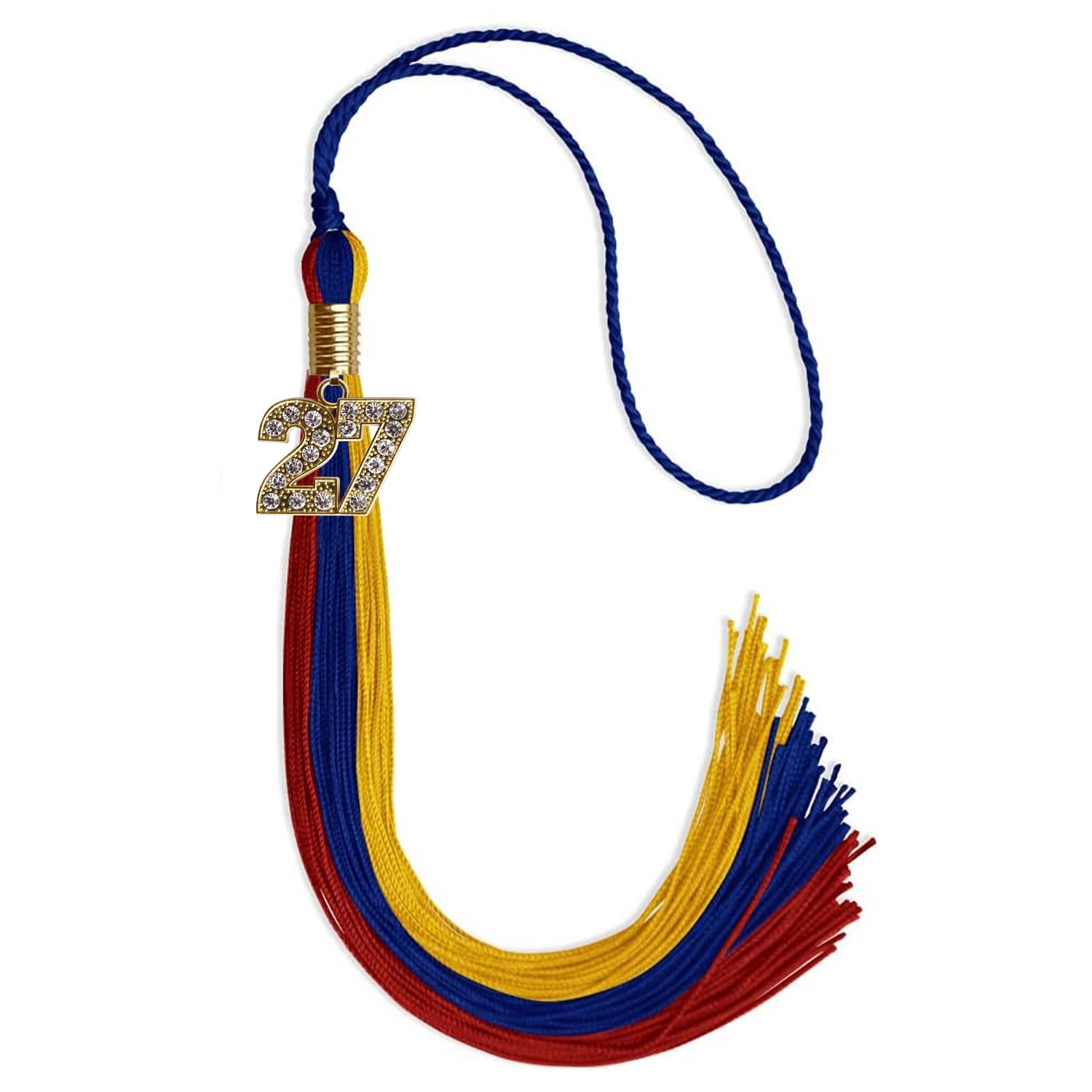 Royal Blue/Red/Gold Graduation Tassel with Gold Date Drop - Endea Graduation