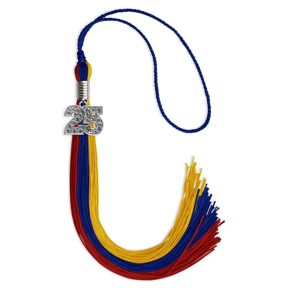 Royal Blue/Red/Gold Graduation Tassel with Silver Bling Charm - Endea Graduation