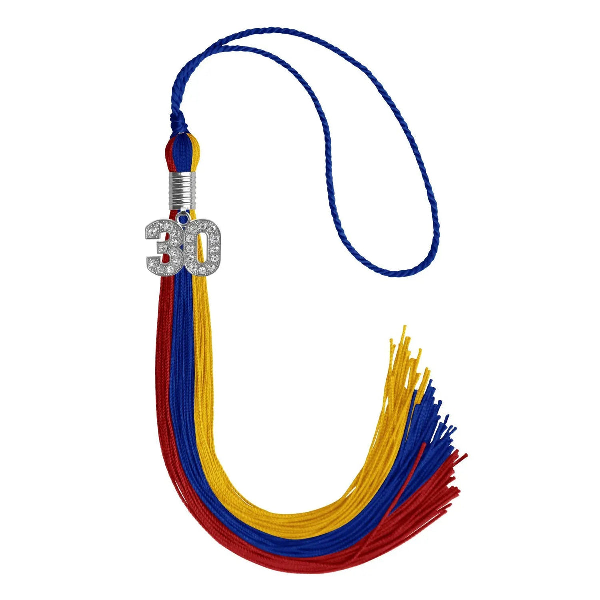 Royal Blue/Red/Gold Graduation Tassel with Silver Bling Charm - Endea Graduation