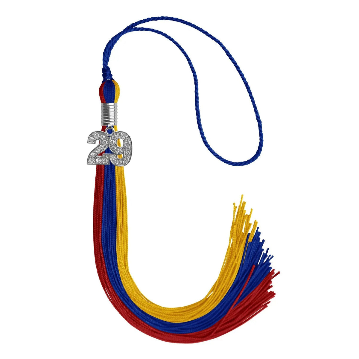 Royal Blue/Red/Gold Graduation Tassel with Silver Bling Charm - Endea Graduation