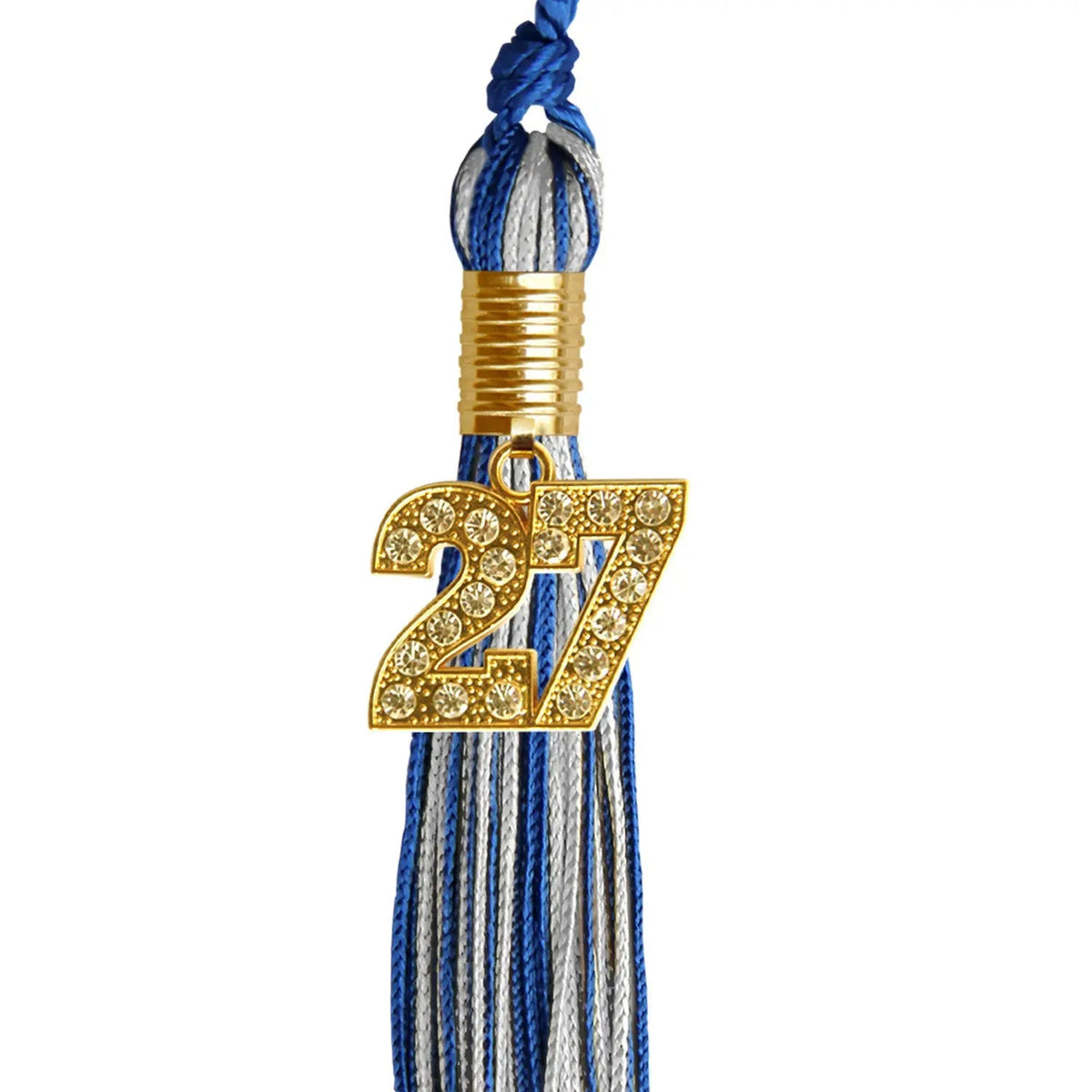 Royal Blue/Silver Mixed Color Graduation Tassel with Gold Bling Charm - Endea Graduation