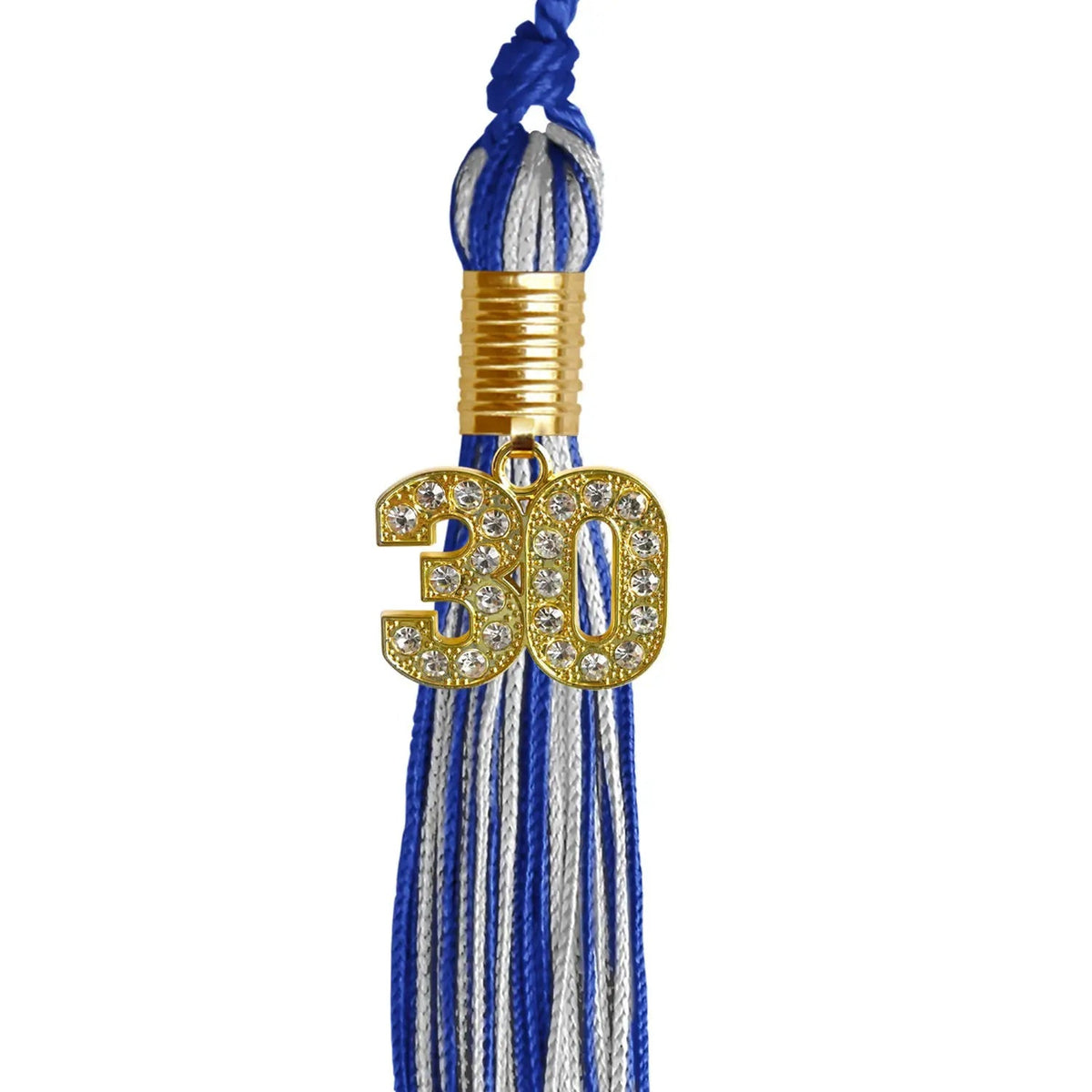 Royal Blue/Silver Mixed Color Graduation Tassel with Gold Bling Charm - Endea Graduation