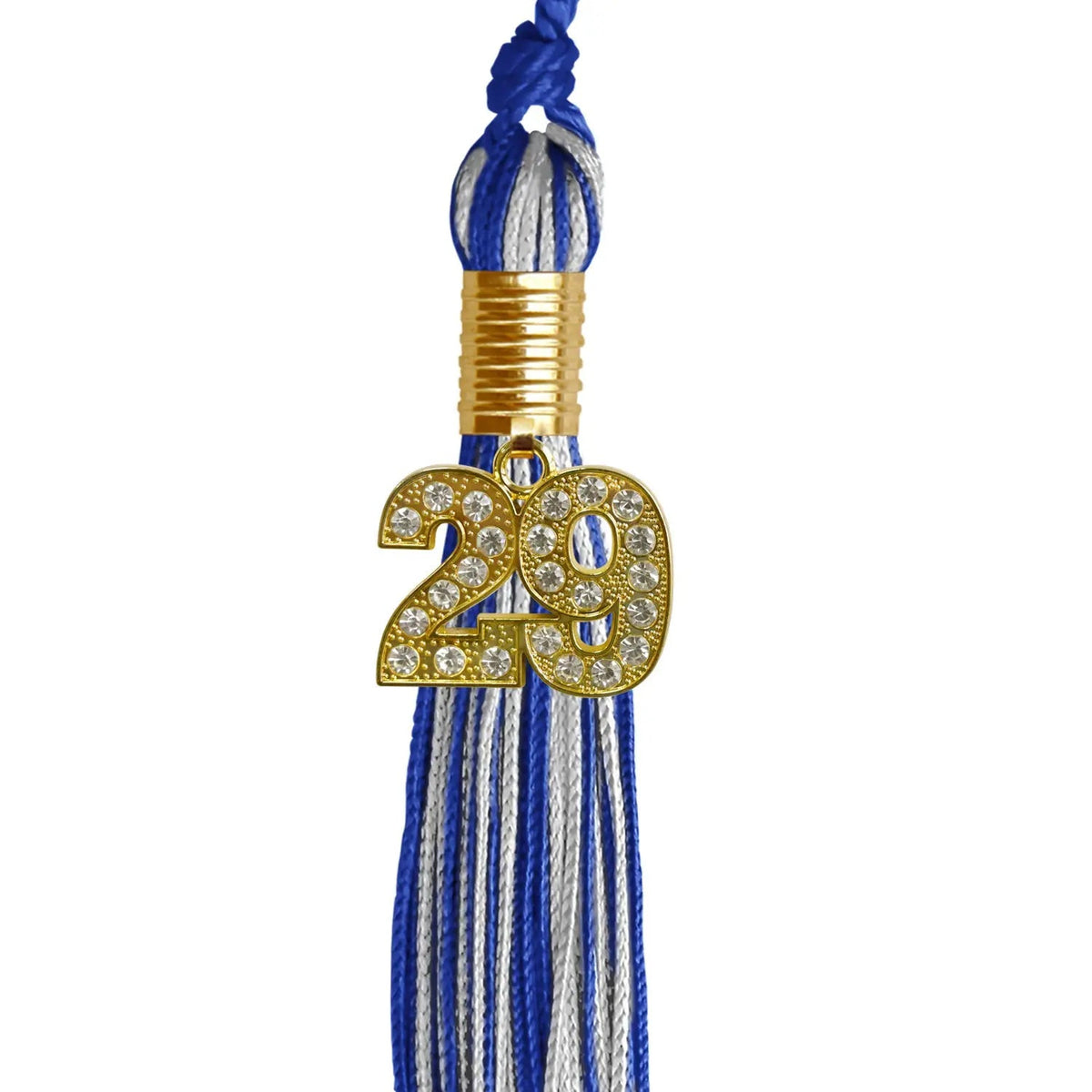 Royal Blue/Silver Mixed Color Graduation Tassel with Gold Bling Charm - Endea Graduation