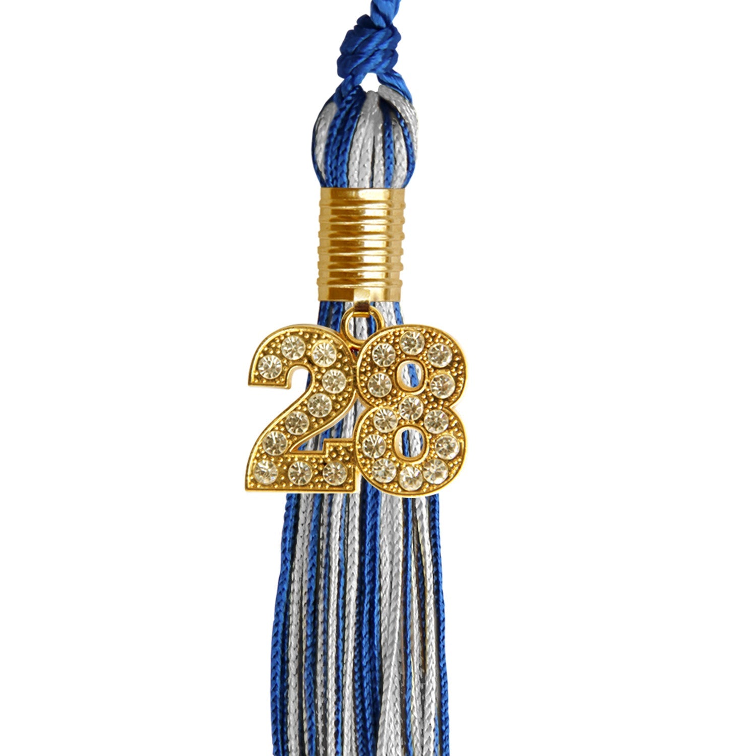 Royal Blue/Silver Mixed Color Graduation Tassel with Gold Date Drop - Endea Graduation