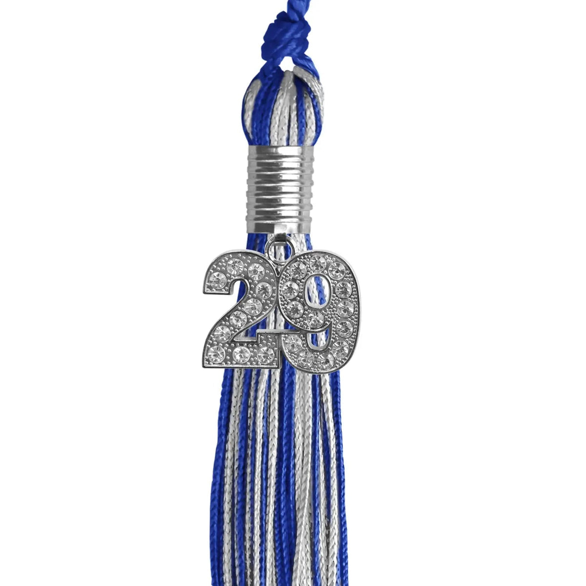 Royal Blue/Silver Mixed Color Graduation Tassel with Silver Bling Charm - Endea Graduation