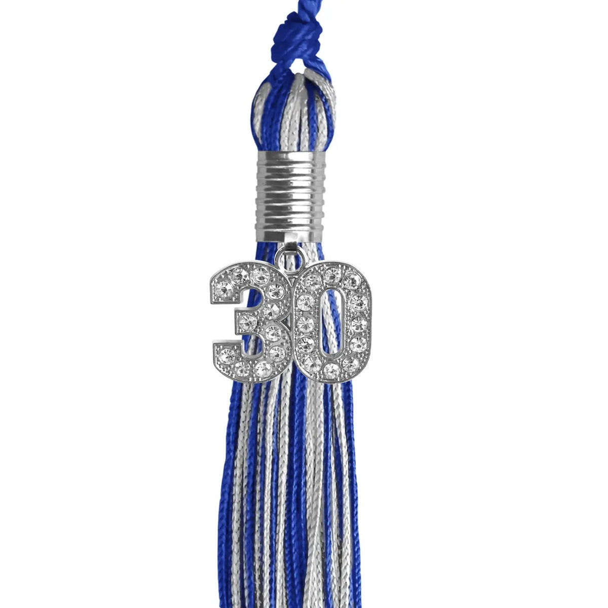 Royal Blue/Silver Mixed Color Graduation Tassel with Silver Bling Charm - Endea Graduation