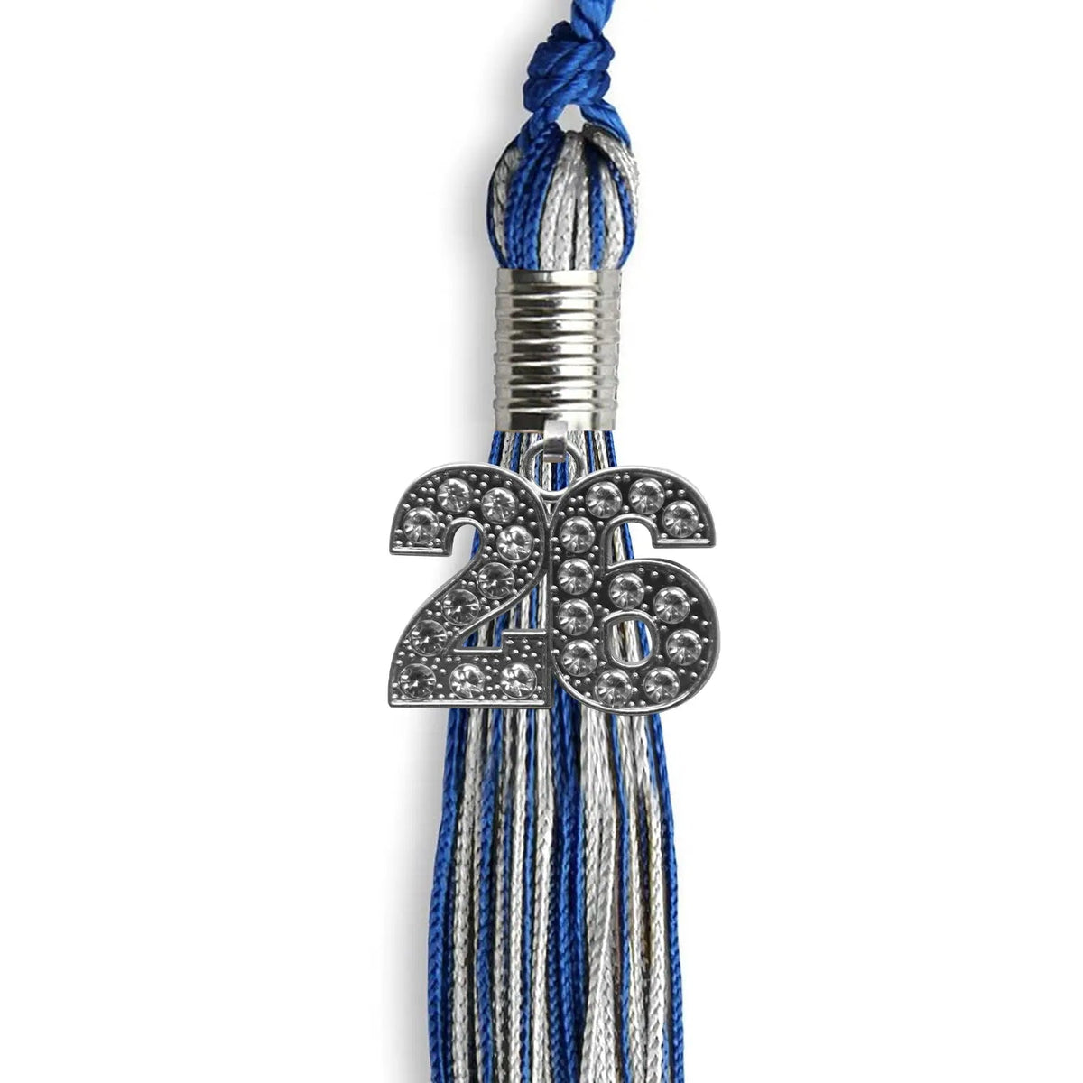 Royal Blue/Silver Mixed Color Graduation Tassel with Silver Bling Charm - Endea Graduation