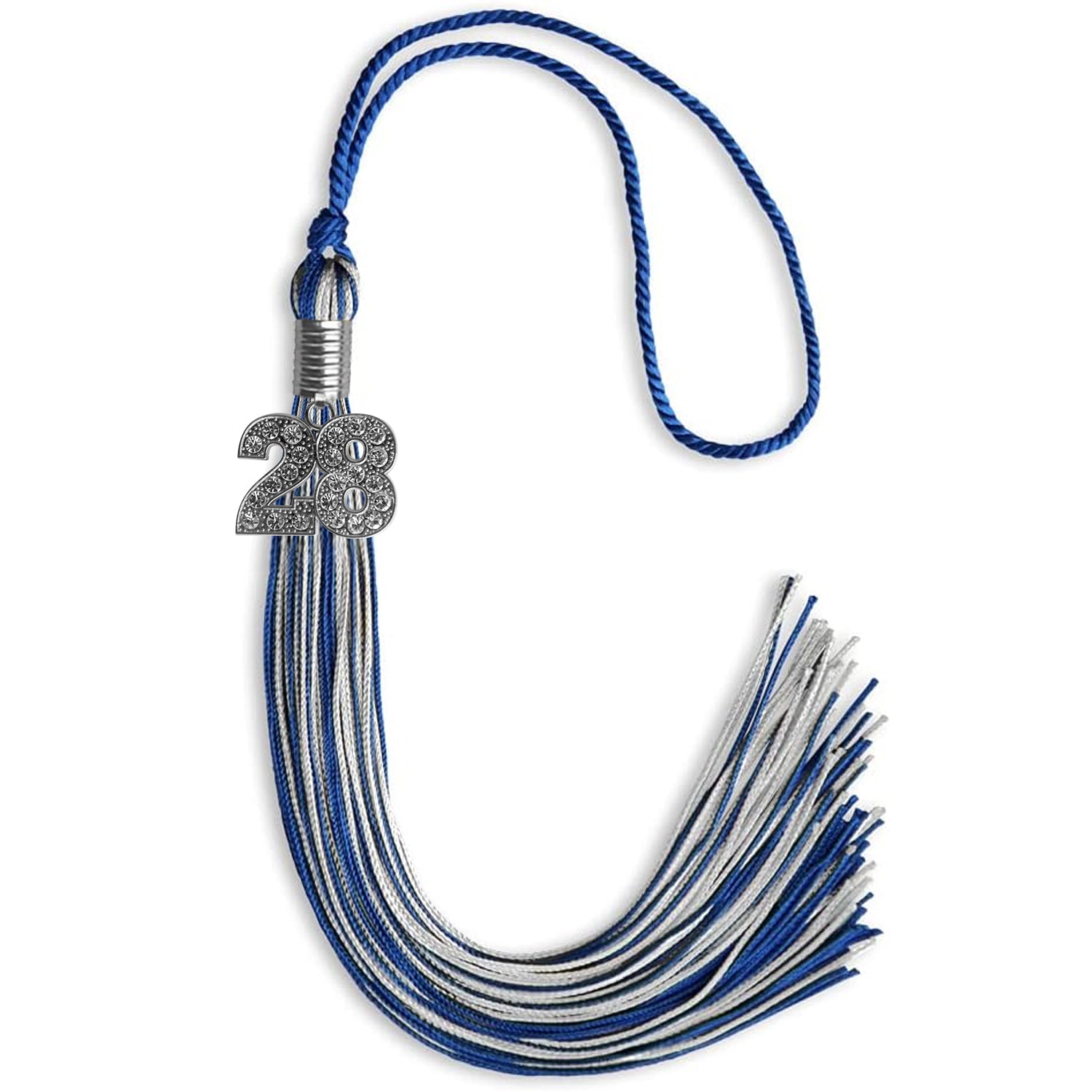 Royal Blue/Silver Mixed Color Graduation Tassel with Silver Date Drop - Endea Graduation