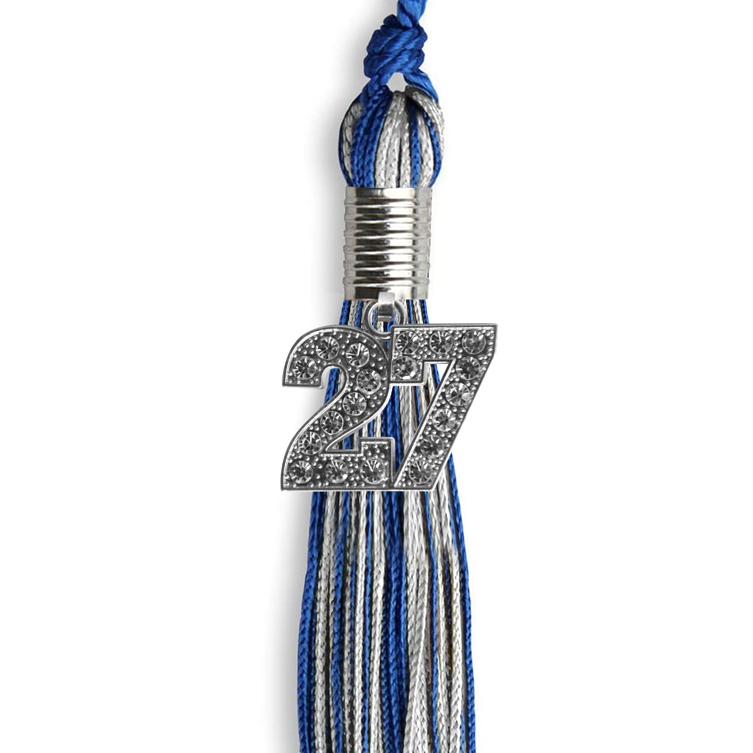 Royal Blue/Silver Mixed Color Graduation Tassel with Silver Date Drop - Endea Graduation