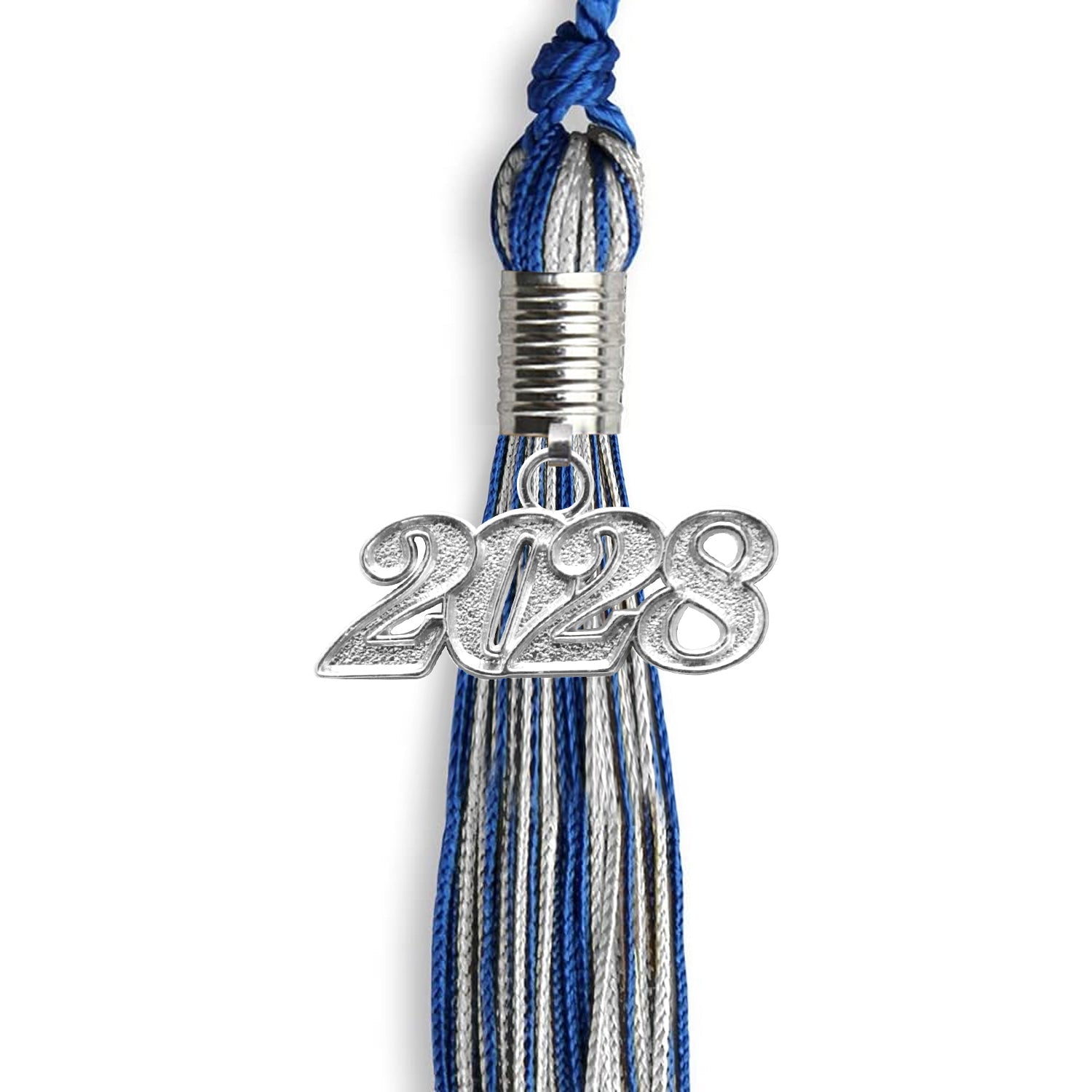 Royal Blue/Silver Mixed Color Graduation Tassel with Silver Date Drop - Endea Graduation