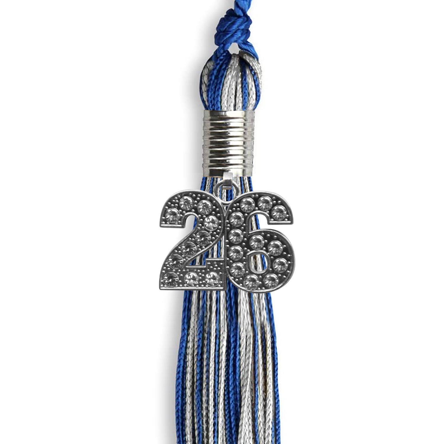 Royal Blue/Silver Mixed Color Graduation Tassel with Silver Date Drop - Endea Graduation