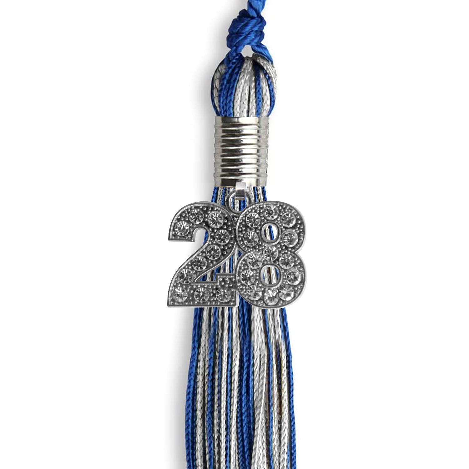 Royal Blue/Silver Mixed Color Graduation Tassel with Silver Date Drop - Endea Graduation