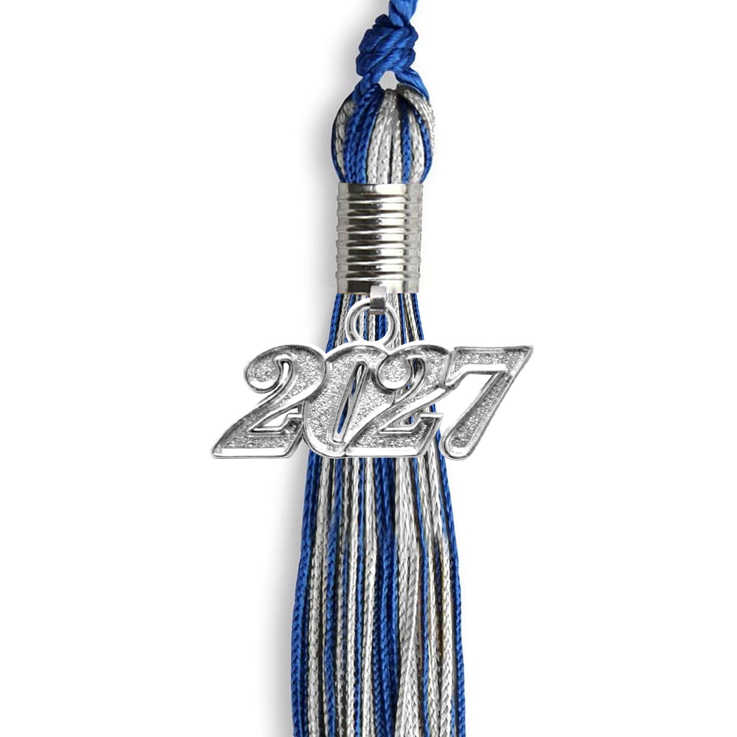 Royal Blue/Silver Mixed Color Graduation Tassel with Silver Date Drop - Endea Graduation