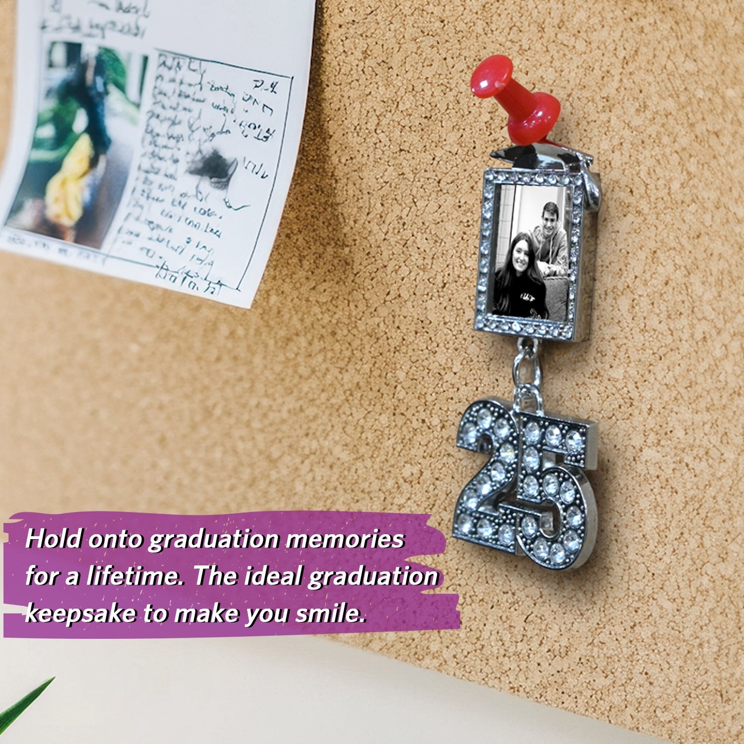 Royal Blue/Silver Tassel with Photo Frame Charm and Bling Charm - Endea Graduation