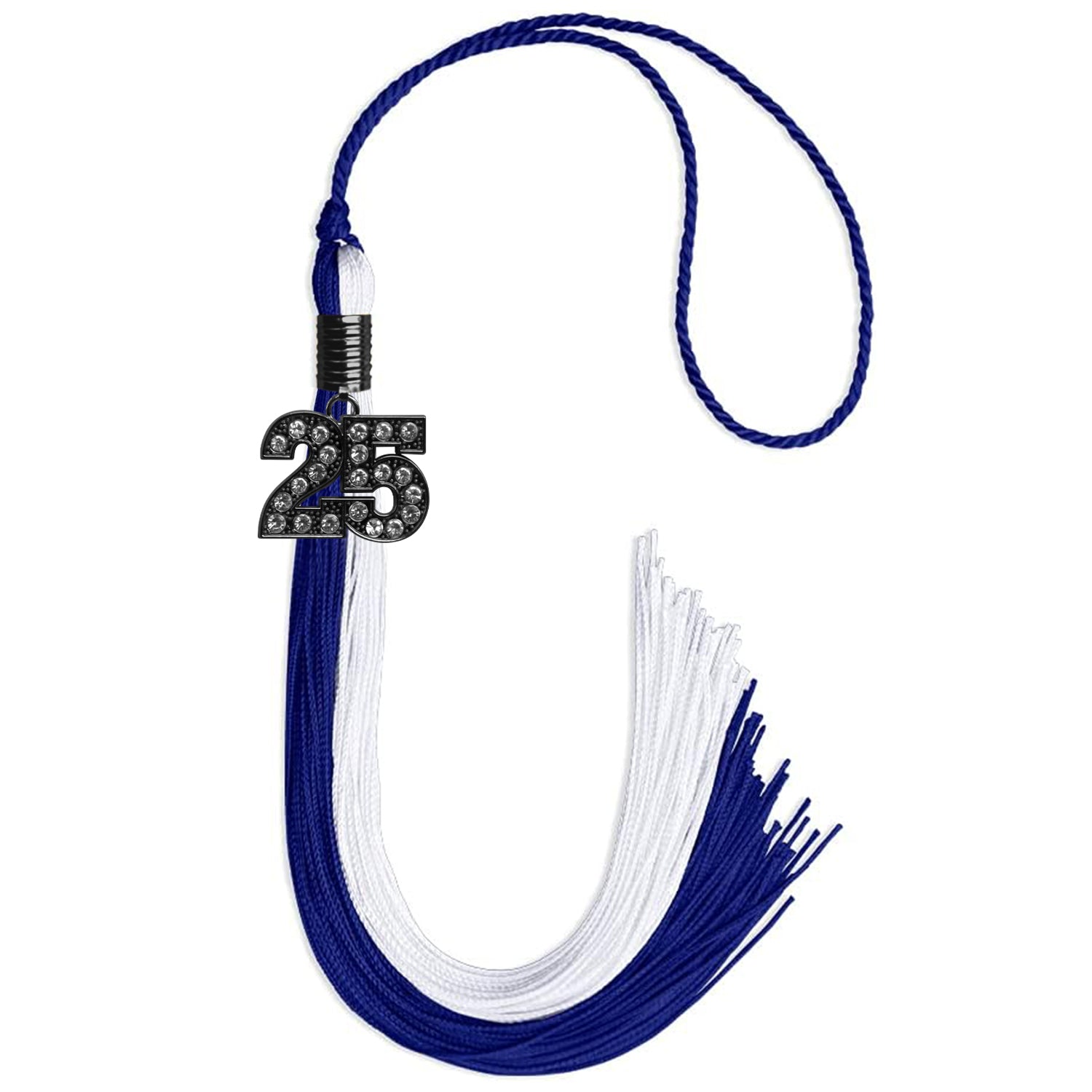 Royal Blue/White Graduation Tassel with Black Date Drop - Endea Graduation