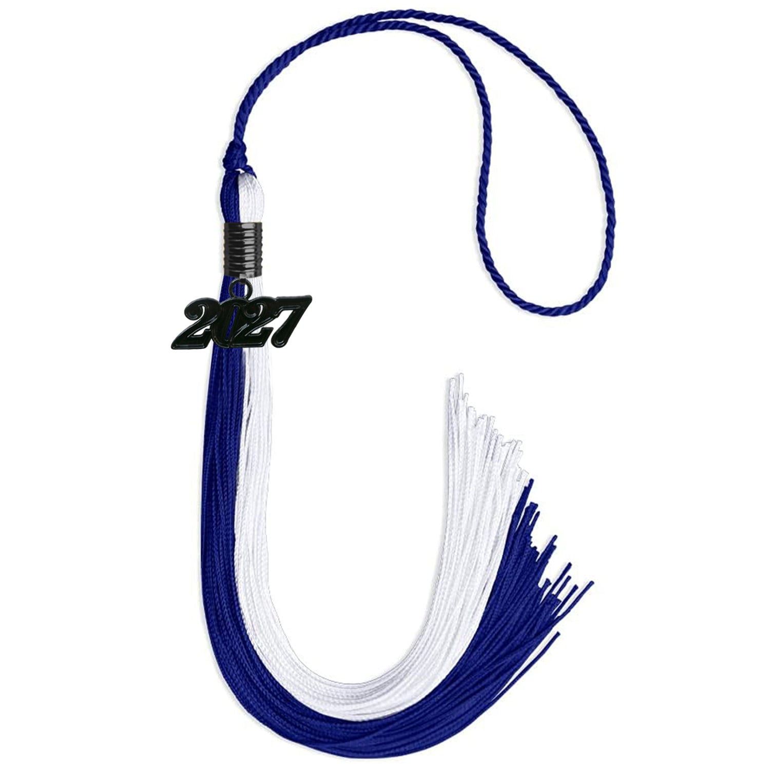 Royal Blue/White Graduation Tassel with Black Date Drop - Endea Graduation