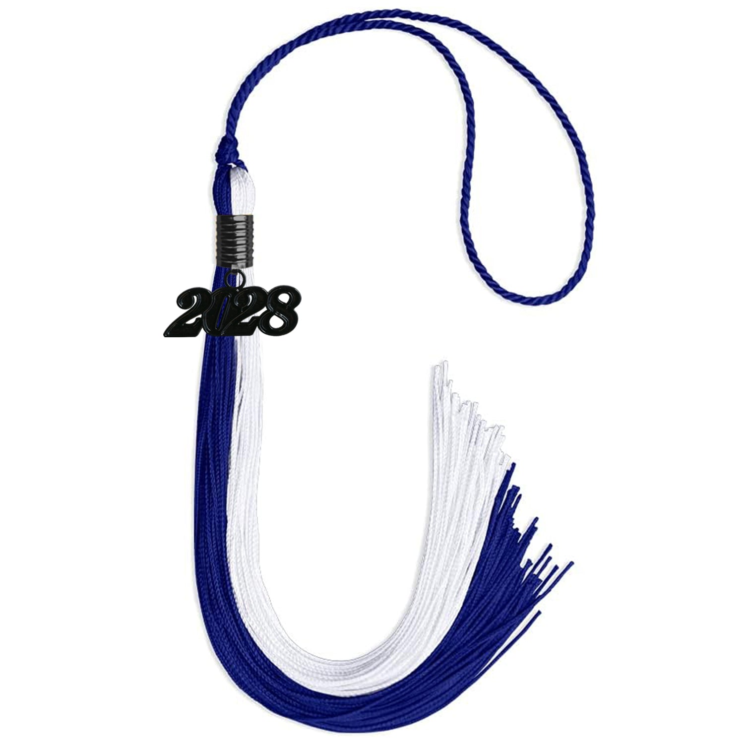 Royal Blue/White Graduation Tassel with Black Date Drop - Endea Graduation