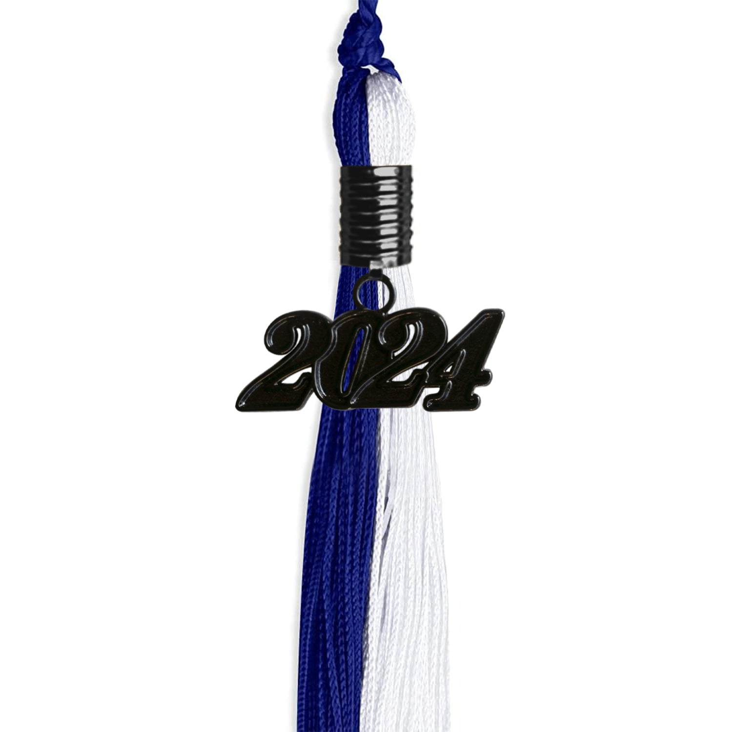 Royal Blue/White Graduation Tassel with Black Date Drop - Endea Graduation