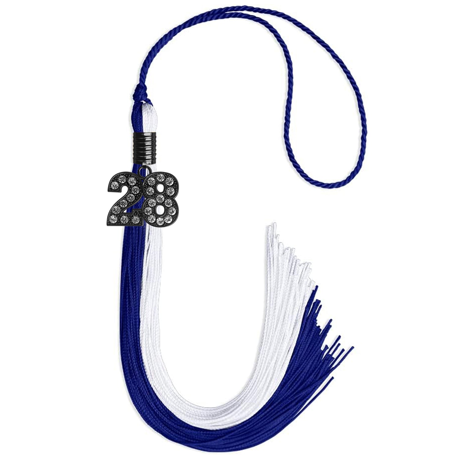 Royal Blue/White Graduation Tassel with Black Date Drop - Endea Graduation